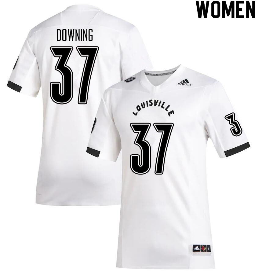 Women #37 Isiah Downing Louisville Cardinals College Football Jerseys Sale-White - Click Image to Close